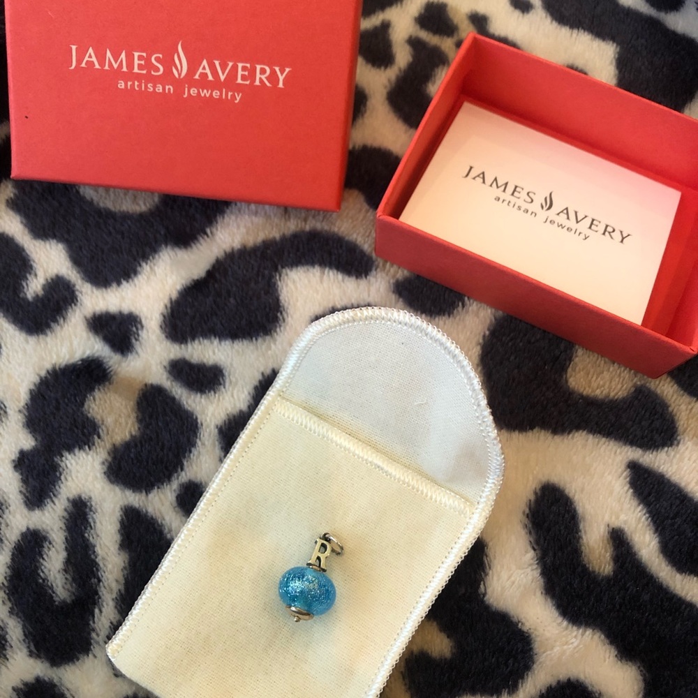 James Avery ‘R’ Finial Blue Glitter Charm
